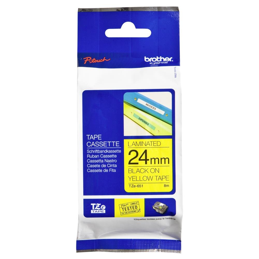 Brother TZE651 Ruban 24 mm Noir/​Jaune