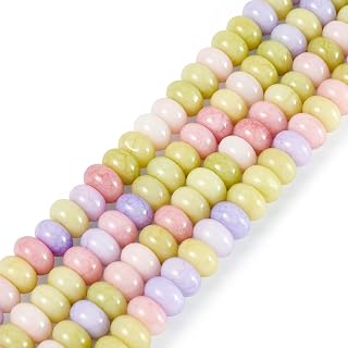 About 155~159pcs/strand Rondelle Glass Beads Imitation Gemstones Loose Spacer Beads for Jewelry Making Bracelet Necklace Earring DIY Crafts, 8x5mm,Green Purple