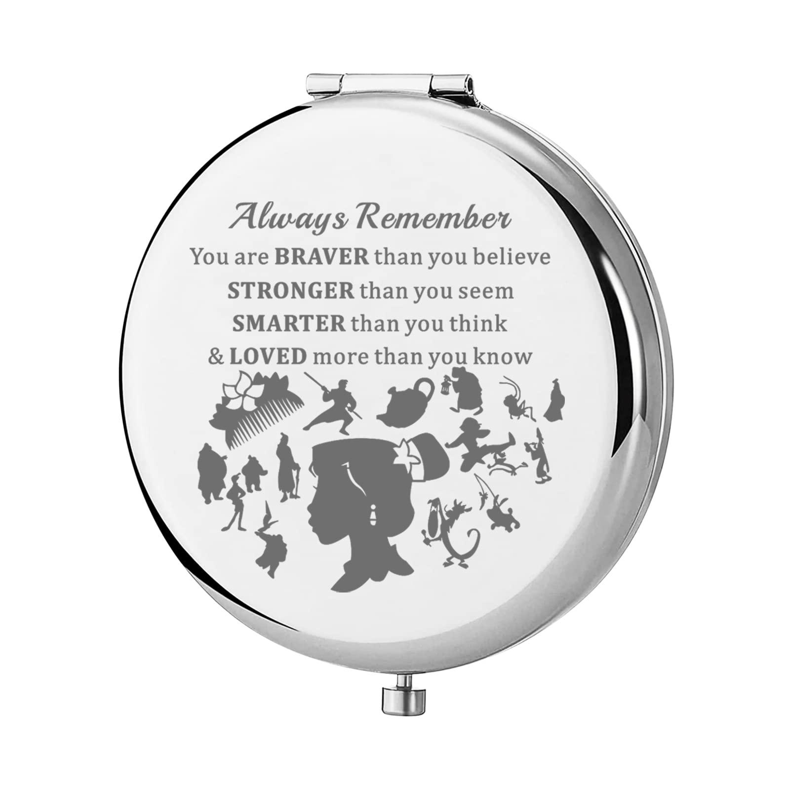 KEYCHINKEYCHIN Mu LAN Pocket Mirror Mu LAN and Mushu Fans Gifts Always Remember You are Braver Stronger Smarter Than You Think Compact Makeup Mirror for Women Girls Teenagers (Mu LAN Mirror-S)