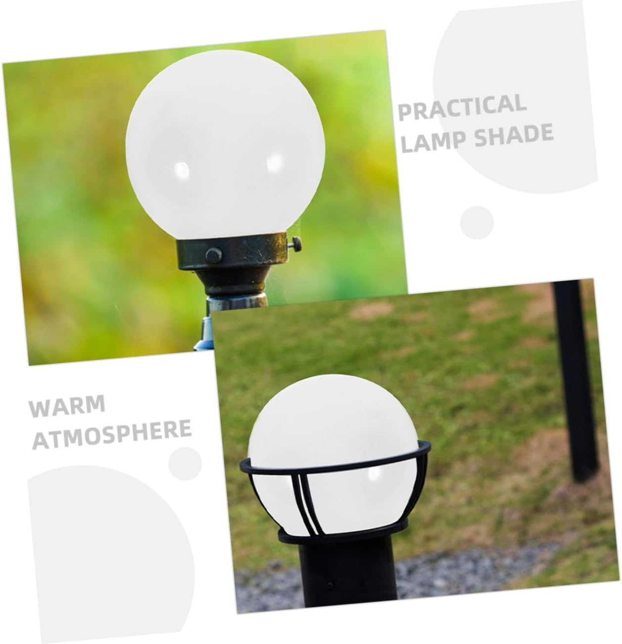 MAGICLULU 2Pcs Acrylic Lamp Post Globes Replacement Spherical Light Covers Outdoor Lighting Shades for Elegant Garden Patio Decor