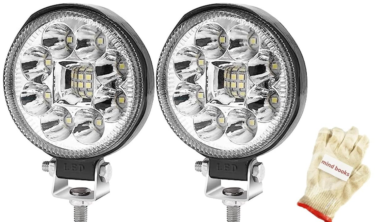 LED ワークライト 作業灯 2個セット 12V 24V 高輝度SMD ロゴ軍手付 丸型 投光器 照明 トラック トラクター フォークリフト 除雪機 船舶