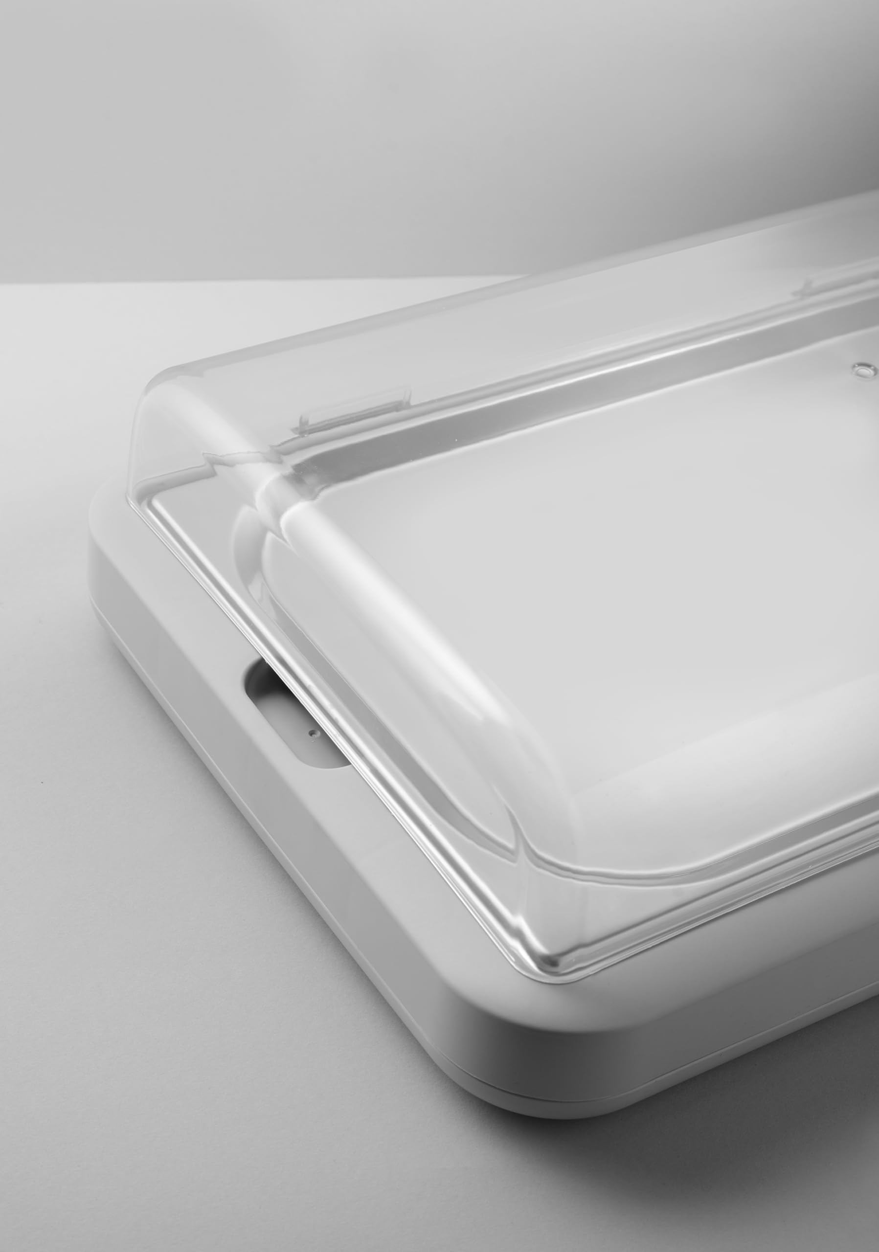 HENDI Expositor refrigerado UNIQ con cubierta transparente abatible de ABS, conjunto exhibidor con bandeja de acero inoxidable GN 1/1, bloque refrigerante, 593x389x(H)147mm, polipropileno, blanco