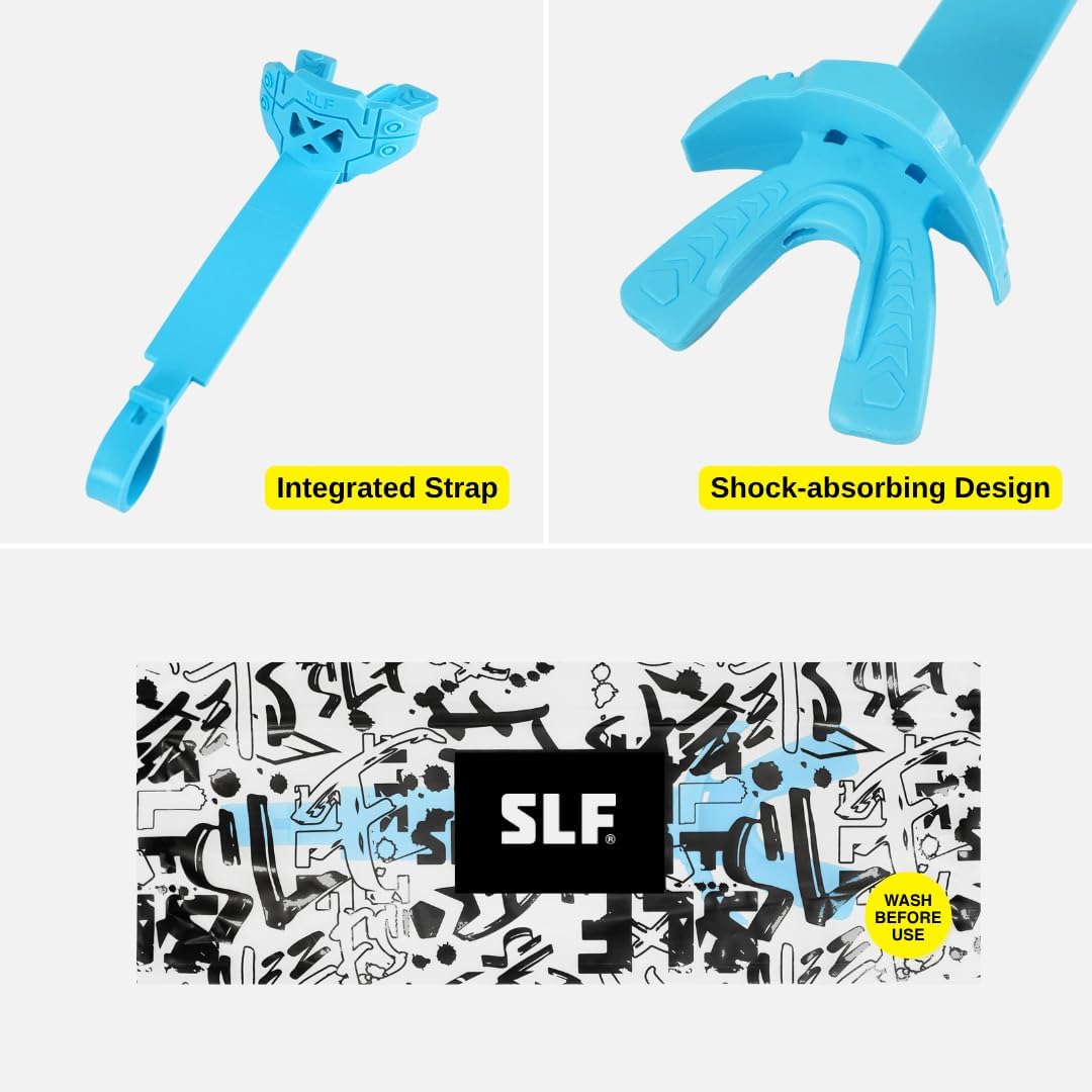 SLEEFS X Sky Blue Football Mouth Guard - Lip/Mouthguard with Helmet Strap - Lip/Teeth Protector Mouthpiece - Moldable - for Youth/Adults, Men & Women Mouth Guard, Maximum Air Flow, All Sports