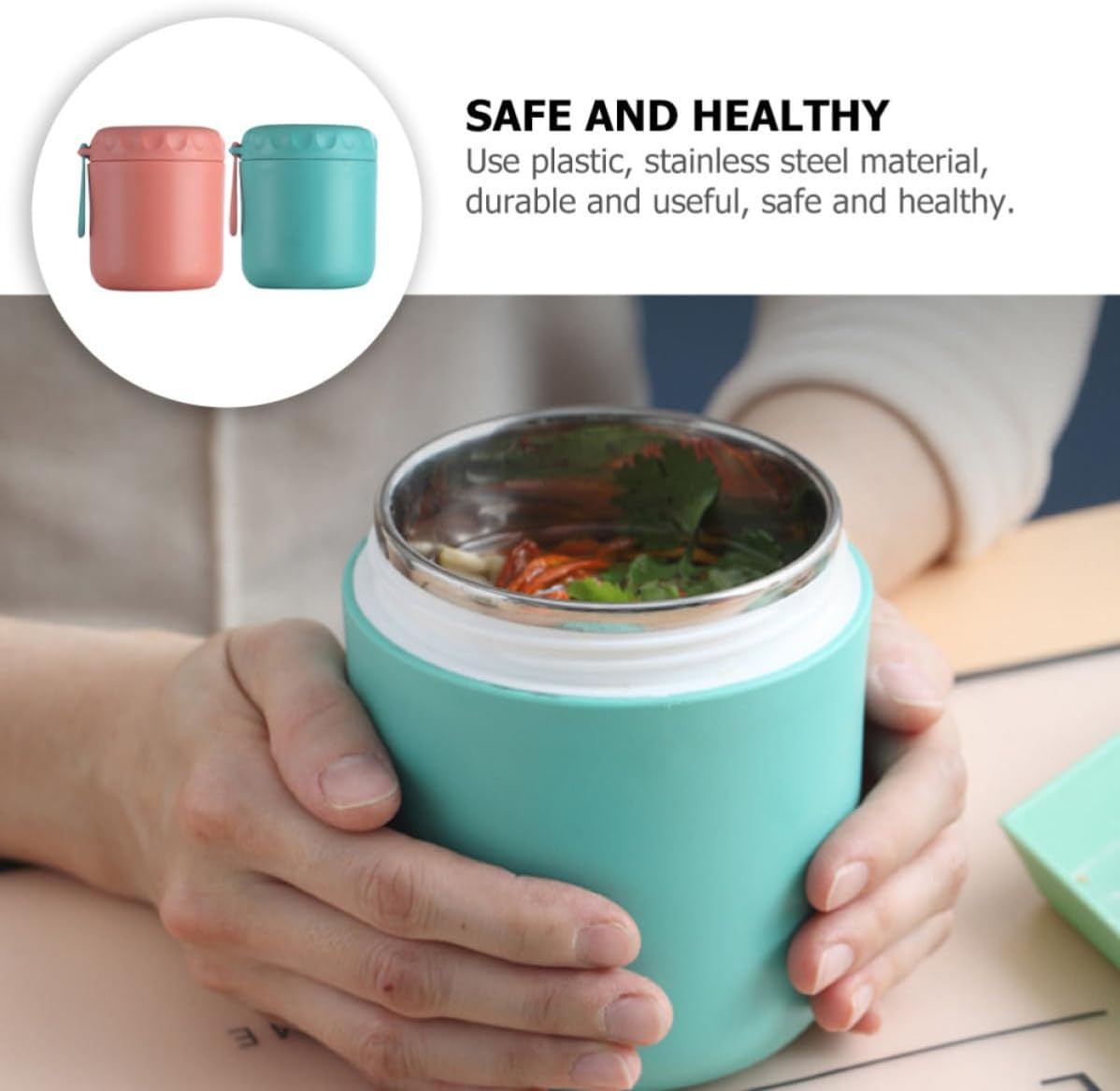 2pcs Stainless Steel Sealed Breakfast Cup with Lid and Handle