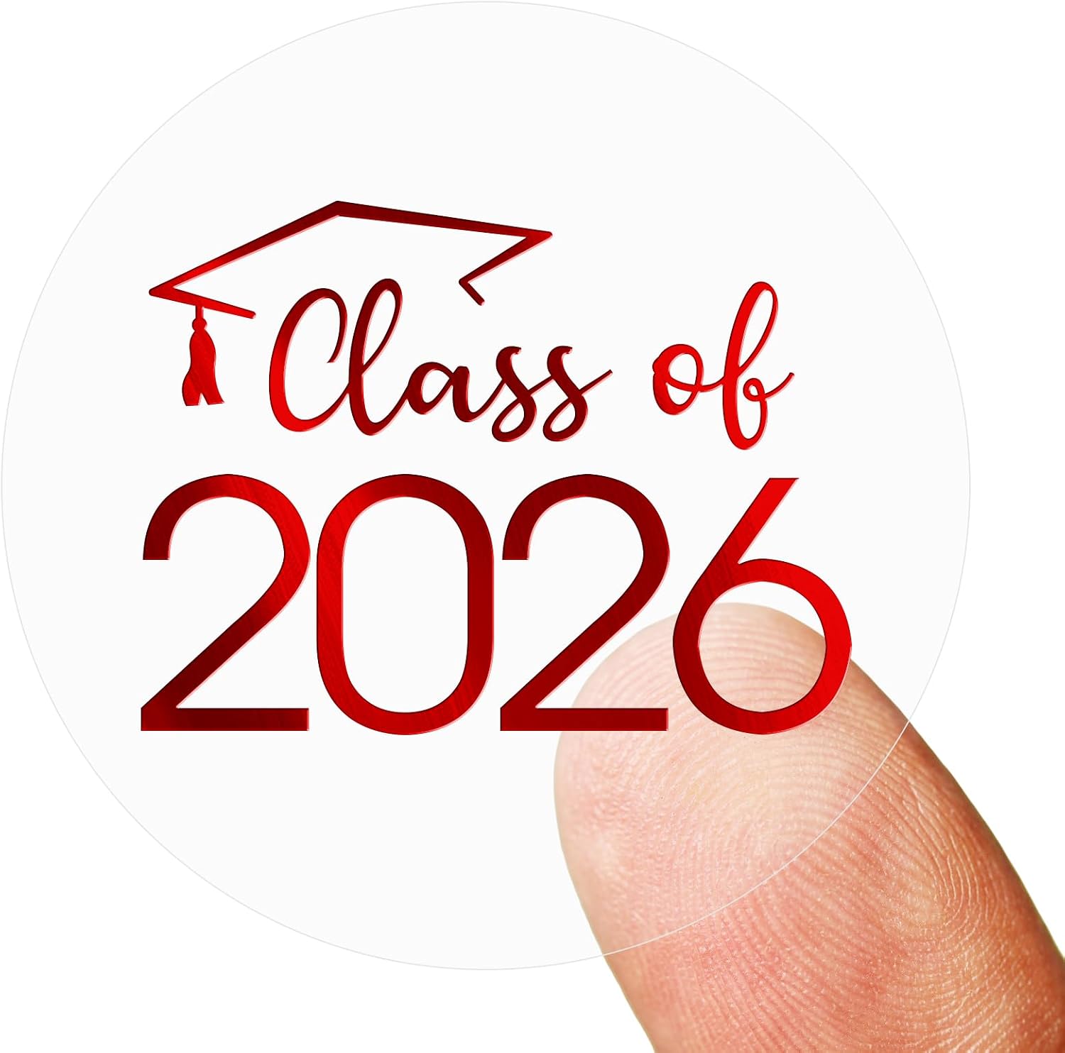 100 PCS Graduation Stickers,Class of 2026 Transparent Gold Foil Self Adhesive Sticker for Envelope Seals,Grad Invitations,2026 College High School Senior Graduate Party Favors(Red)