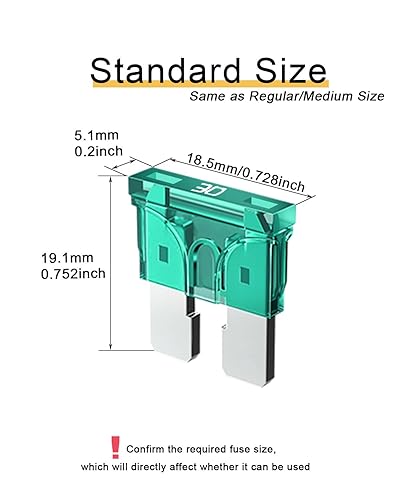 Miniatura 3 de 50 fusibles estándar de 30 A para automóvil, fusibles automotrices de 30 amperios (ATOAPRATS), fusible de hoja de 32 V (1224 V) para RVcamiónSUV