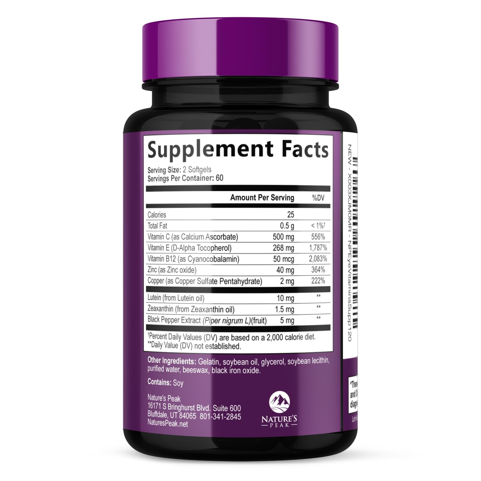 Eye Vitamins Supplements - 3x Strength Eye Health Vitamin with Lutein and Zeaxanthin - Natural Vision Macular Health Eye Support With Zinc, Vitamins C E & Minerals, Bottled in USA - 120 Capsules — Amazon image 9