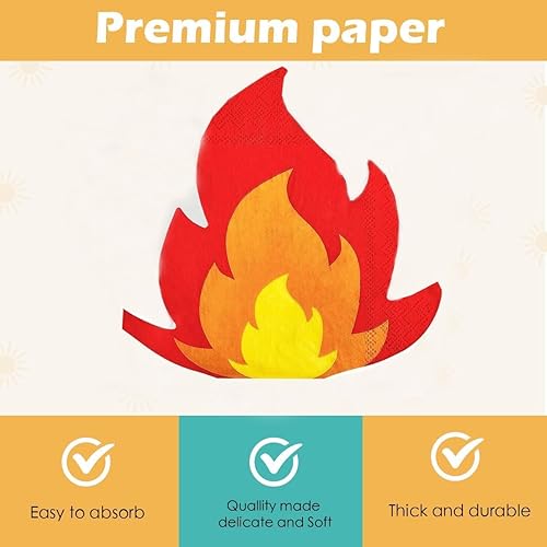 Miniatura 3 de Servilletas de papel para camión de bomberos, servilletas de llama de fuego, servilletas de bebidas desechables de papel para decoración de fiesta