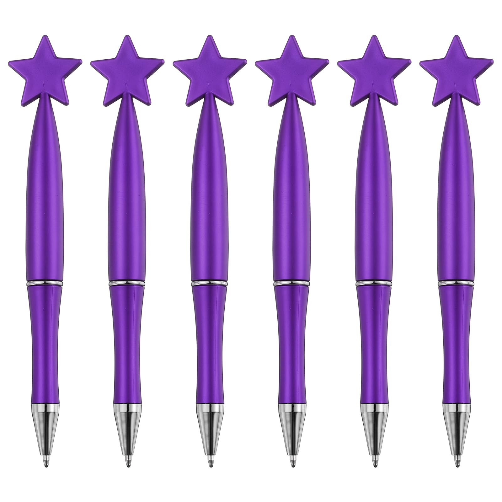 PATIKIL 6 Pcs Star Ballpoint Pens, 1.0mm Tip Cute Twist Writing Pens Black Ink for Home Office Writing Supplies Valentine's Christmas Wedding Party Gifts, Purple
