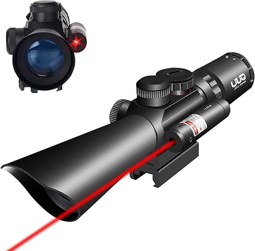 UUQ 3.5-10X40 Iluminado Rojo/Verde Mil Dot Rifle Alcance W/Rojo Laser Sight Fit 0.787 in Picatinny Rail