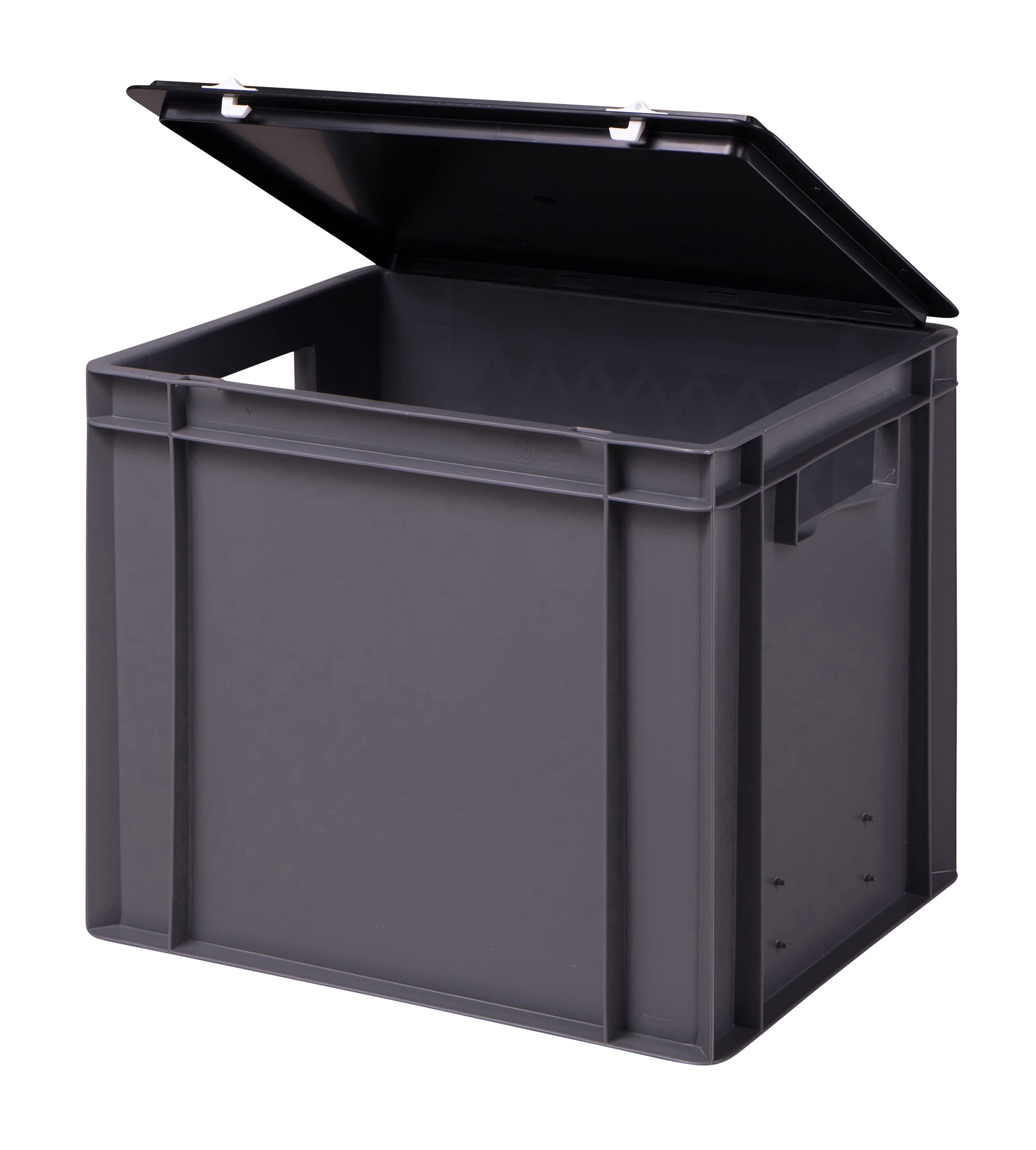 1a-TopStore Stabile Profi Aufbewahrungsbox Stapelbox Eurobox Stapelkiste mit Deckel, Kunststoffkiste lieferbar in 5 Farben und 21 Größen für Industrie, Gewerbe, Haushalt (grau, 40x30x33 cm)