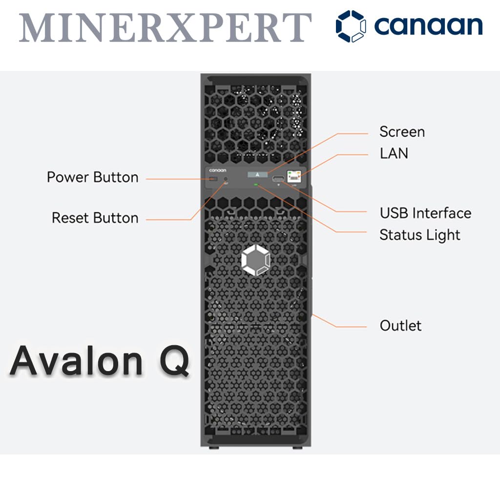 in US Stock Canaan Avalon Q 90TH/s BTC Miner 18.6J/TH 1674W ASIC Miner, Quiet Home Mining, Original Power Cord Included