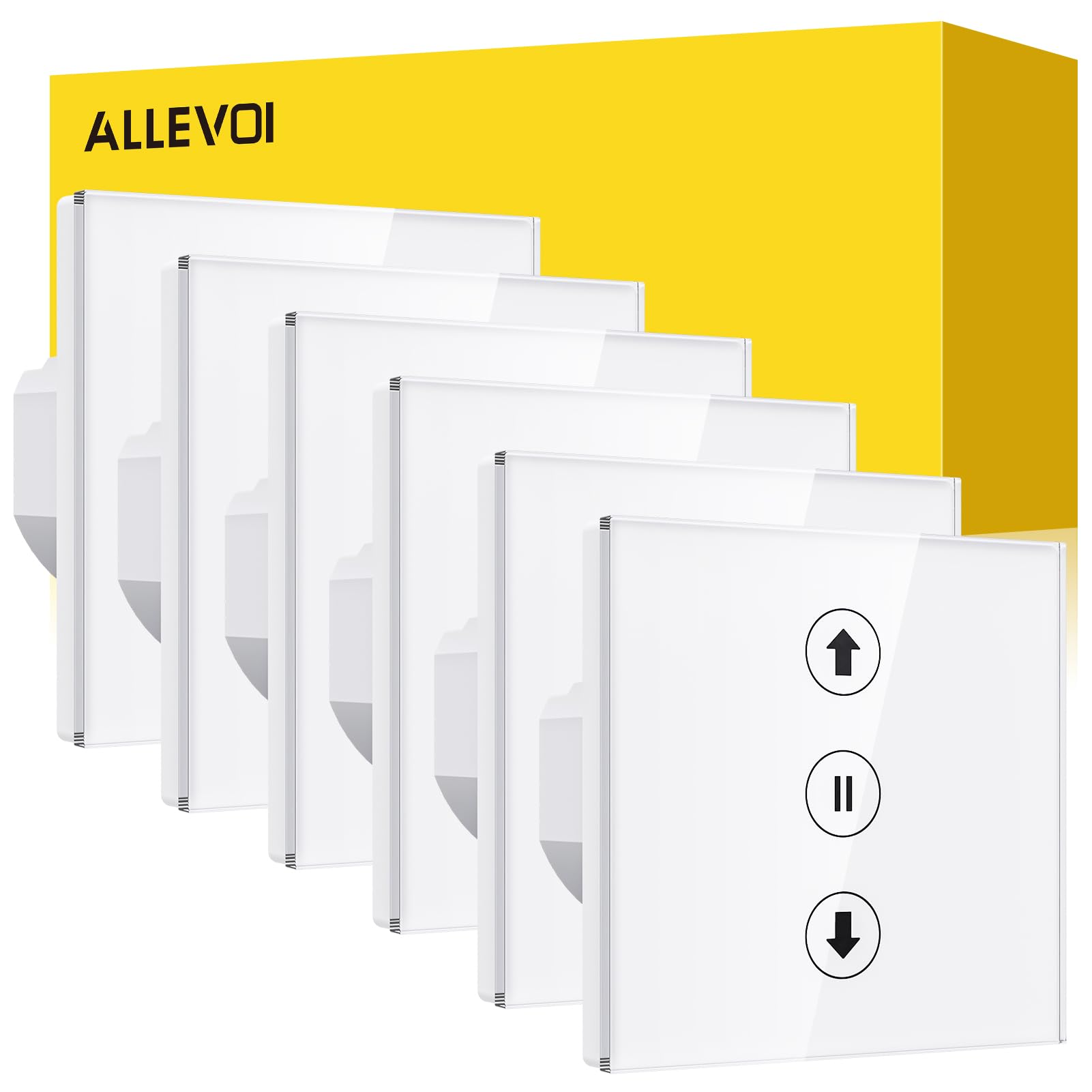 6 interruttori Smart per tapparelle Allevi, timer per tapparelle, compatibile con Alexa/Google Home/Smart Life, Wi-Fi per tapparelle richiede conduttori zero
