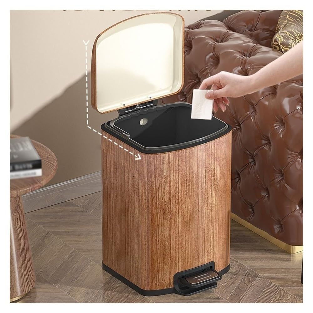 Bidoni della spazzatura, Pattumiera a pedale stile vintage for uso domestico in acciaio inossidabile con coperchio, secchio interno rimovibile,per spazi interni