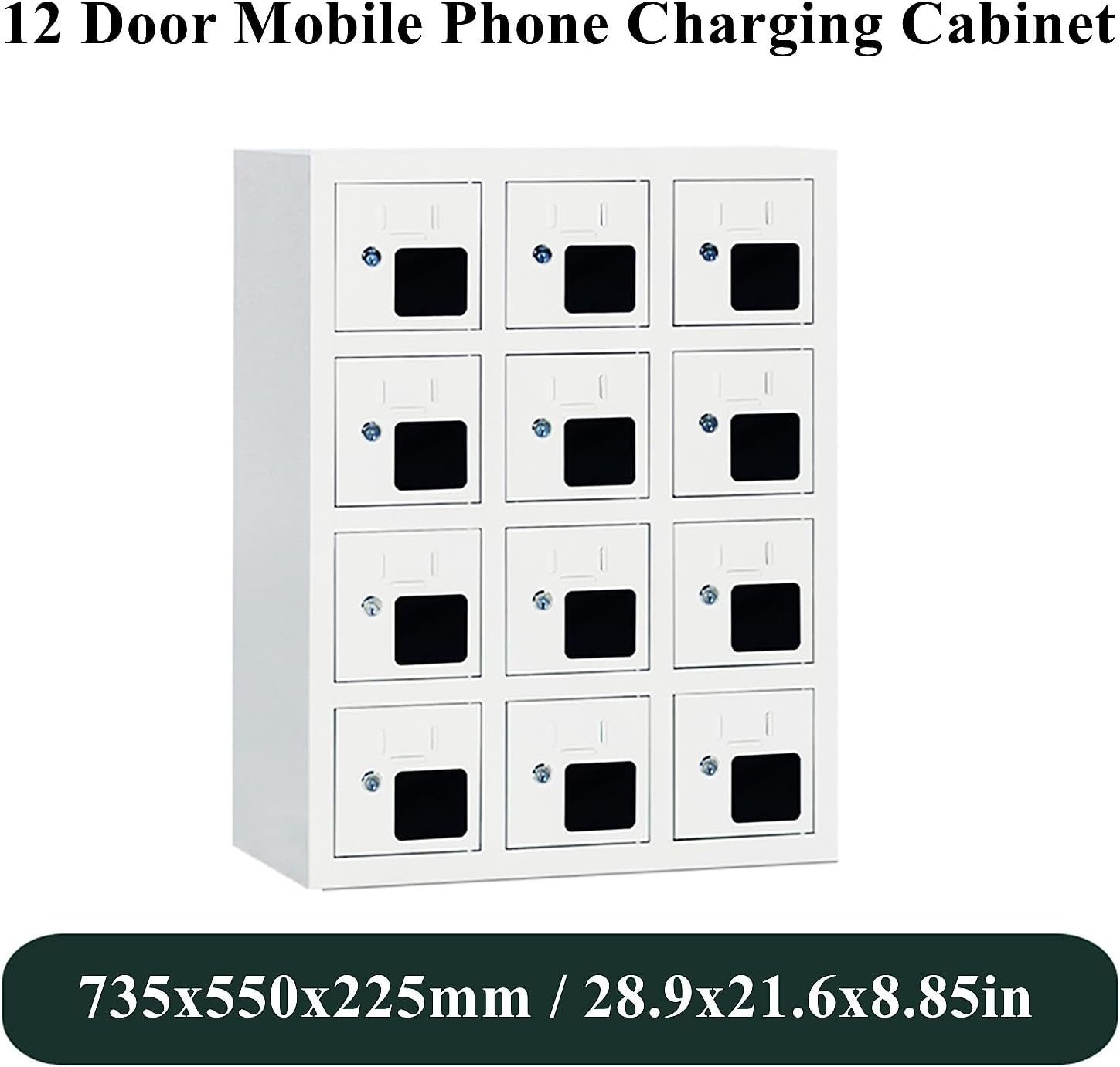 Cell Phone Locker Box for Classroom with Door Locks and Keys Clear Acrylic Jail Storage Cabinet，Mobile Phone Charging Station Cabinet, Metal Multi-Door Cell Phone Storage, Rechargeable Charg