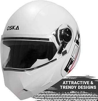 Steelbird SB-45 R2K Oska ISI Certified Flip Up Helmet (White with