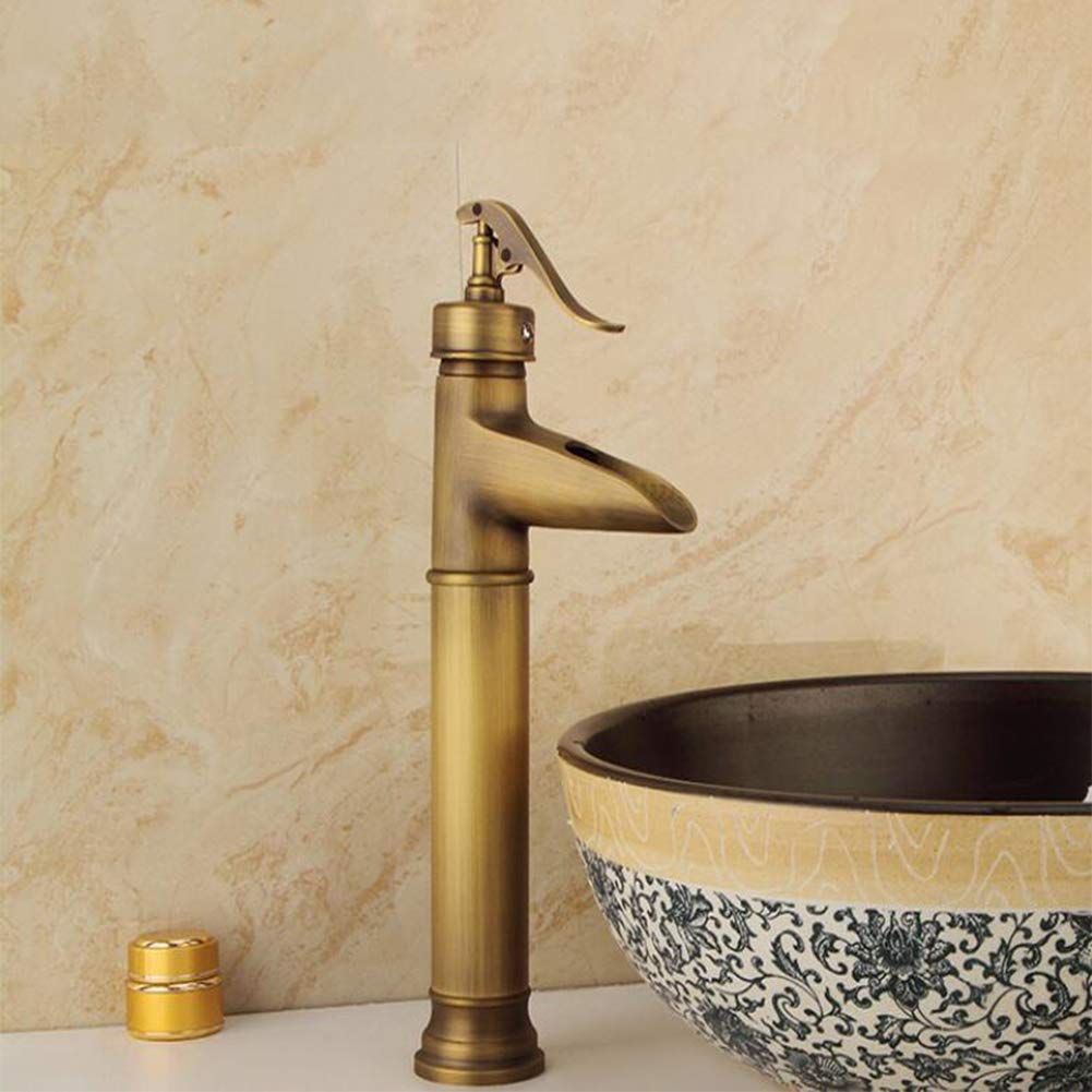Rubinetto Bagno Miscelatore A Cascata Lavabo, Rubinetto Retrò Monocomando Nero Per Acqua Calda E Fredda, Rubinetto Per Lavabo Monoforo In Ottone, Adatto Per Wc E Bagno, Valvola In Ceramica