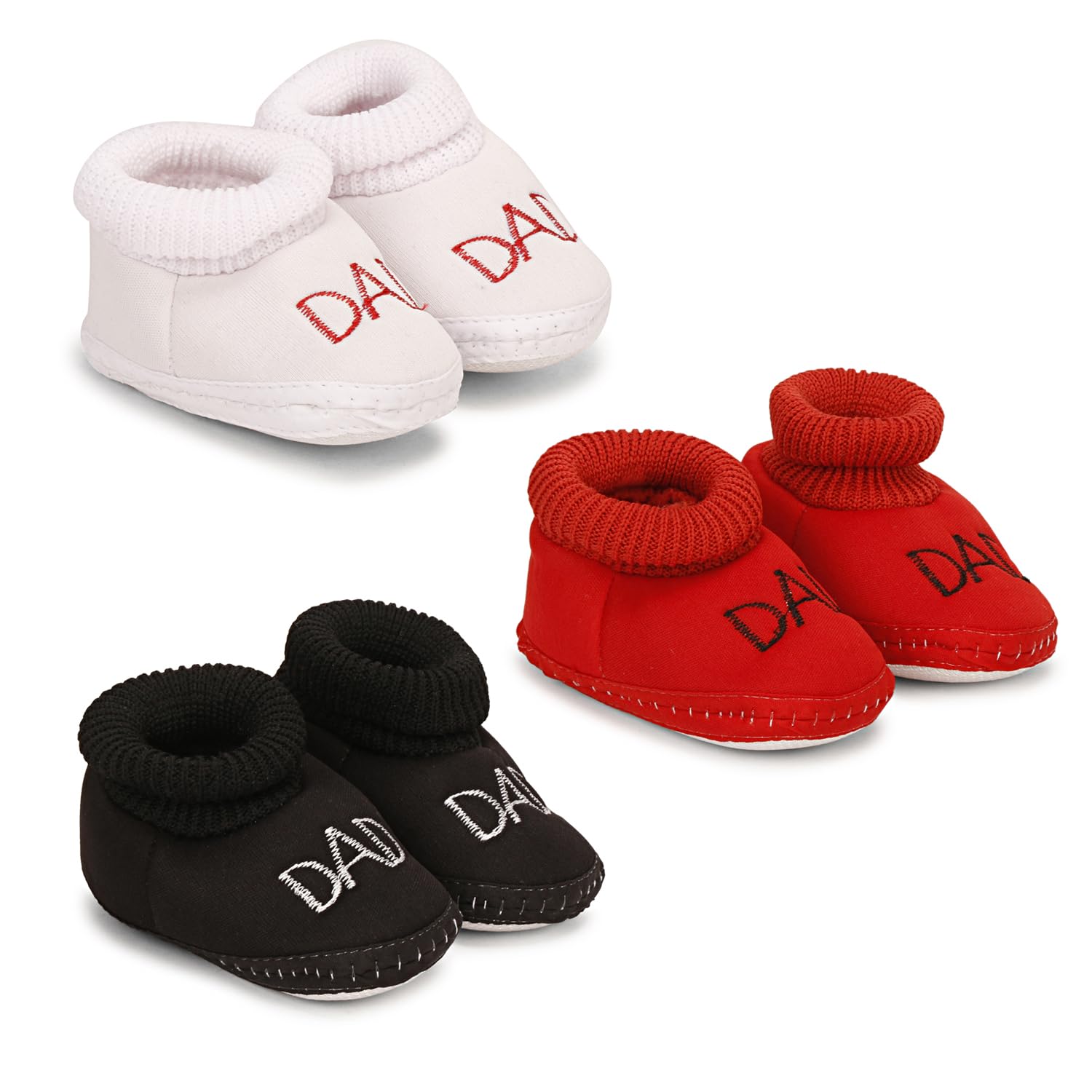 Dhairya Collection Baby Booties for Boys and Girls - Soft Sole Shoes for Newborn to 9 Months Pack of 3 (B0CCF2Q1D8) Amazon Price History, Amazon Price Tracker