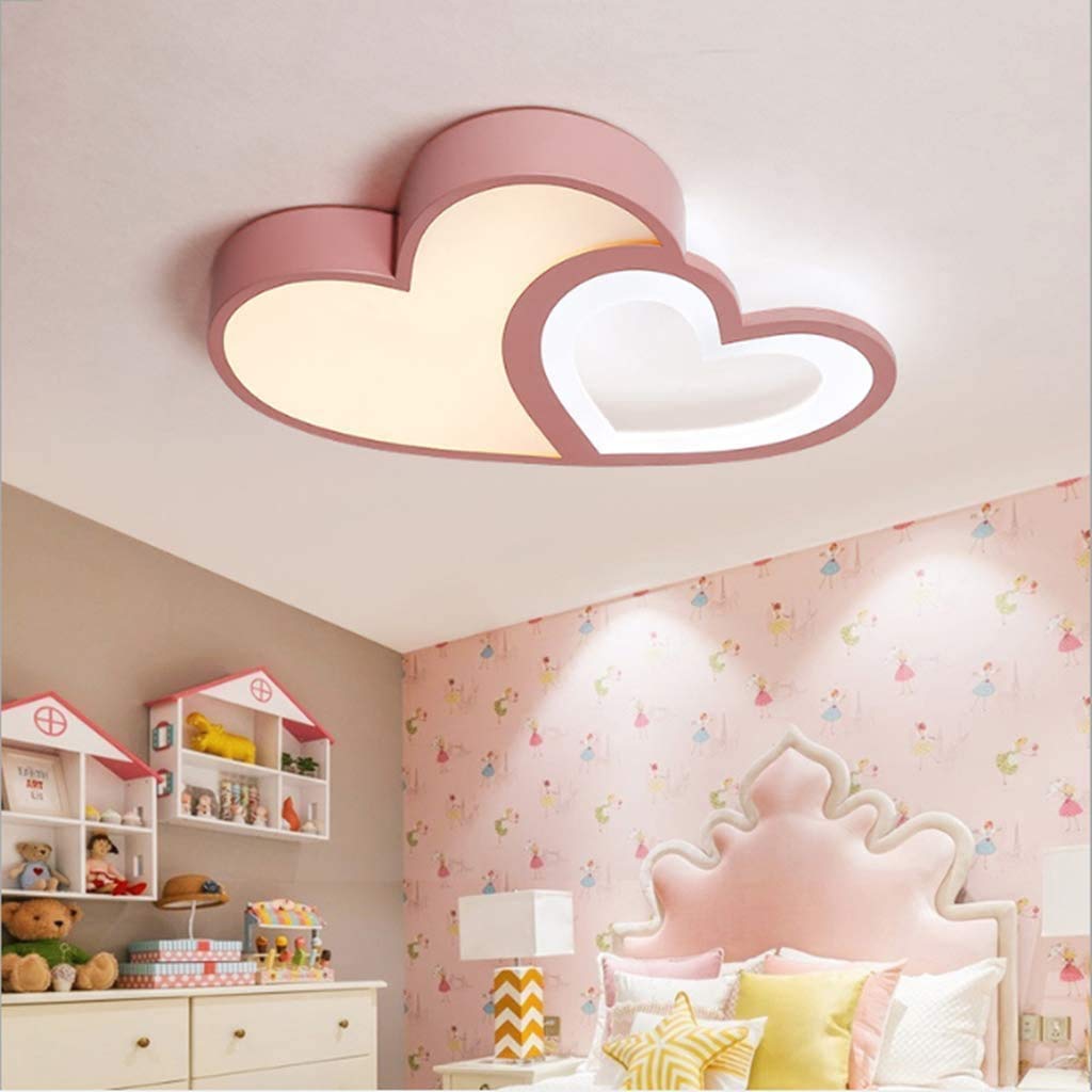 LED Soffitto Del Luce Della Lampada Vivaio Telecomando Dimmerabili 3000K-6000K Plafoniera Creativa Moderna Romantica Forma Di Lampadario Cuore Luci Decorazione Acrilico Ragazza Camera Letto,Rosa,55cm
