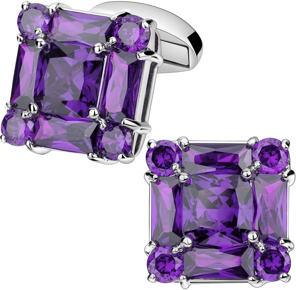 ジルコンメンズカフスボタンメンズシャツ衣類アクセサリー誕生日パーティーウェディングギフト(A)