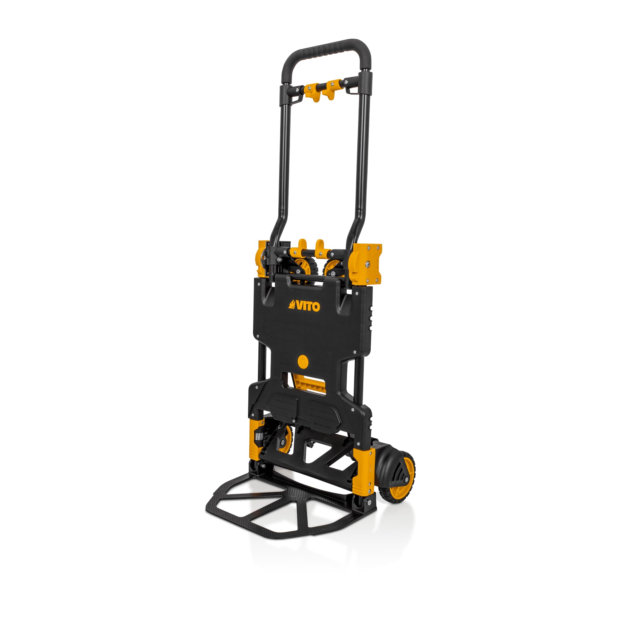 VITO VICTD2137 wytrzymały wózek transportowy 2 w 1 z platformą, składany wózek transportowy (70 kg / platforma 137 kg) – wytrzymałe koła – wózek ręczny z tworzywa sztucznego i stali, 7,2 kg