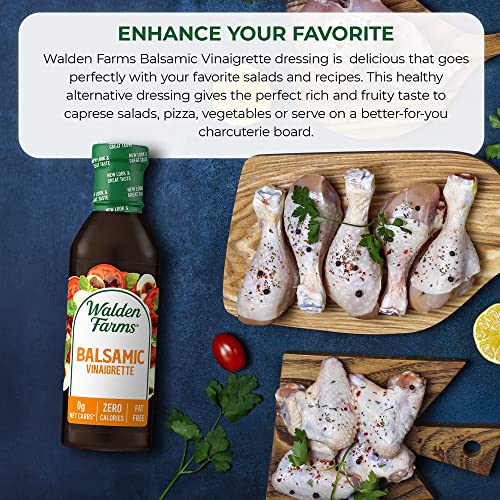 Walden Farms Balsamic Vinaigrette Dressing 12 Oz Bottle (6 Pack) - Fresh And Delicious, 0G Net Carbs Condiment, Kosher Certified - So Tasty On Salads, Pizza, Vegetables, Marinades, Cocktails And More #TOP7