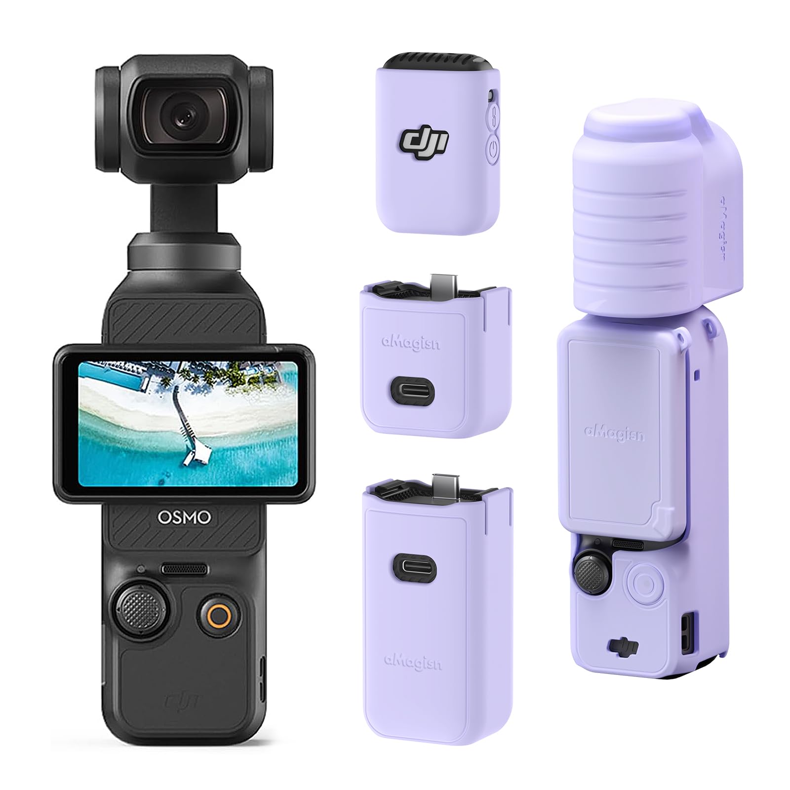 Silicone Protective Case Cover for DJI Osmo Pocket 3 Accessories (Purple)