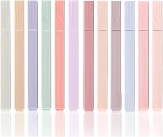 12 Pcs Highlighter Pens, Aesthetic Highlighters with Mild Assorted Colors, Soft Chisel Tip Highlighters Marker Pens, No Bleed Through, Dry Fast Bible Markers for Home, School, Office