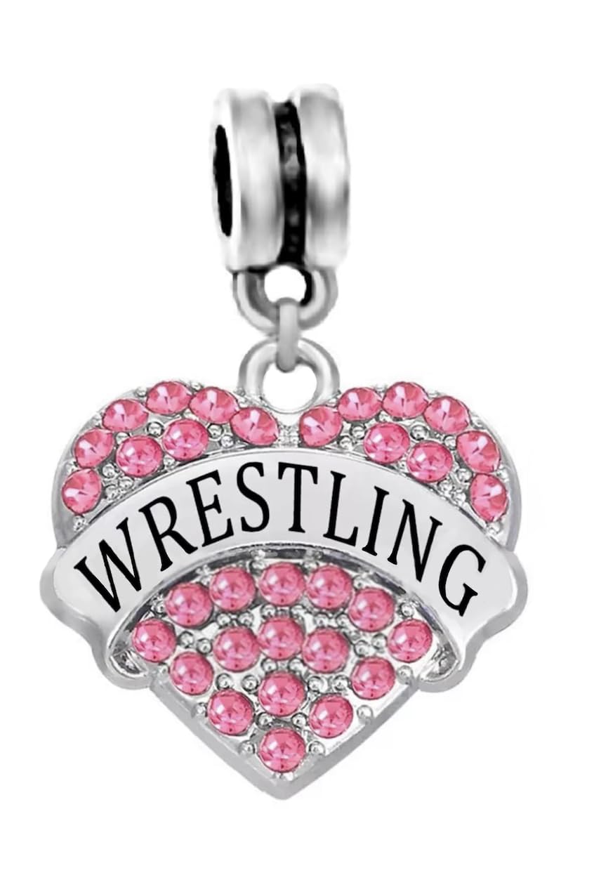 LaBenie Dangle Pink Crystal Wrestling Charm Bead