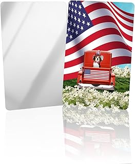 OComster Red Truck with Dog Grassland Independence Compact Mirror Bulk 2 Pack Card Mirror, American Flag Day Celebration Small Compact Mirror for Purse, Rectangular Handheld Pocket Makeup Mirror
