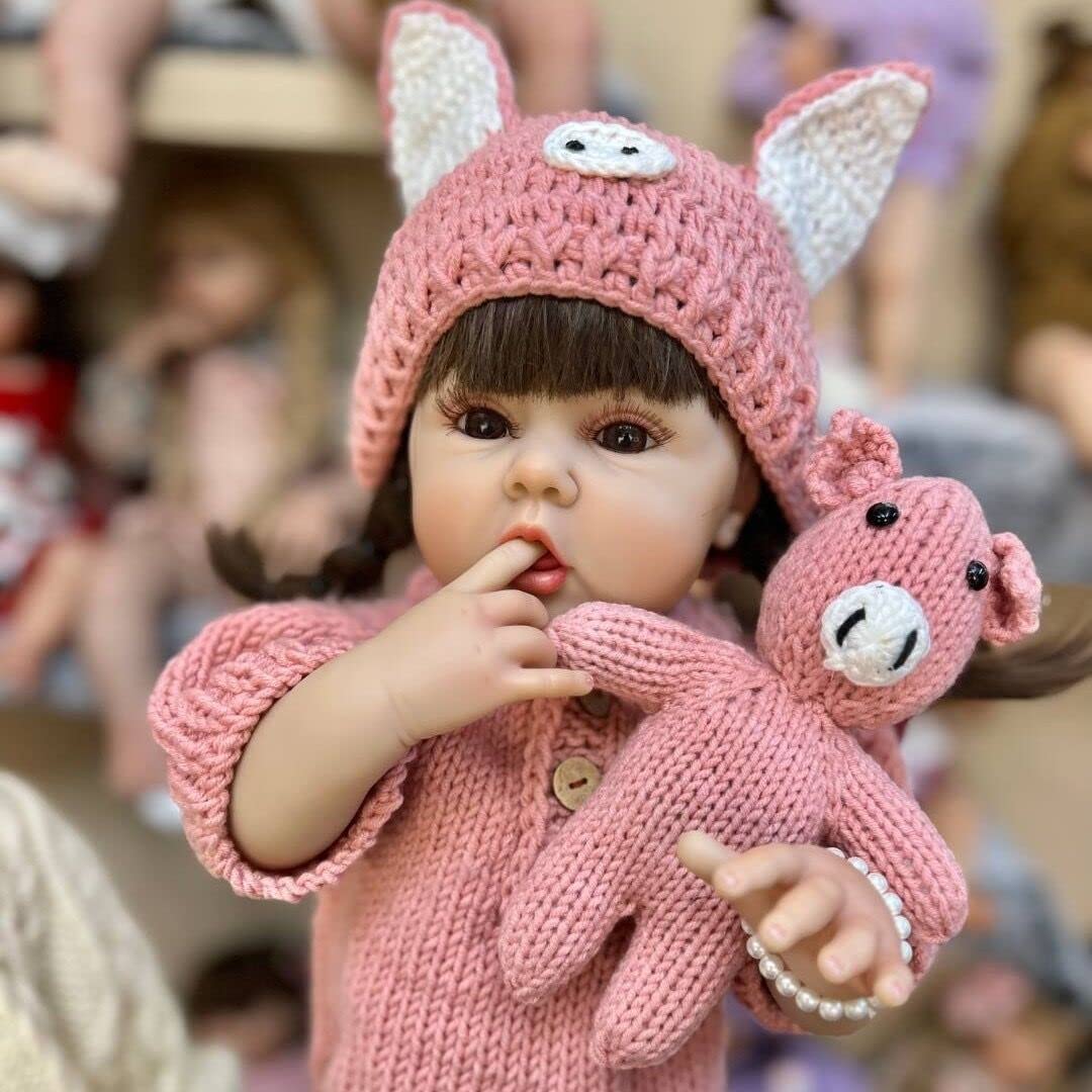 New 55CM full Body Erin Reborn Bebe Girl Doll Lifelike Real Baby Doll with a Hat Soft Touch body for Children