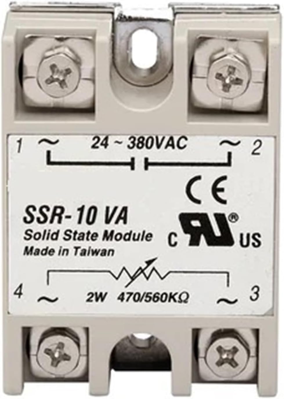 NWPNLXEA Solid State Relay SSR-40VA 10VA 15VA 25VA 50VA 60VA 75VA 80VA 100VA 470-560k Ohm to 24-380VAC Resistance Regulator(SSR-100VA)