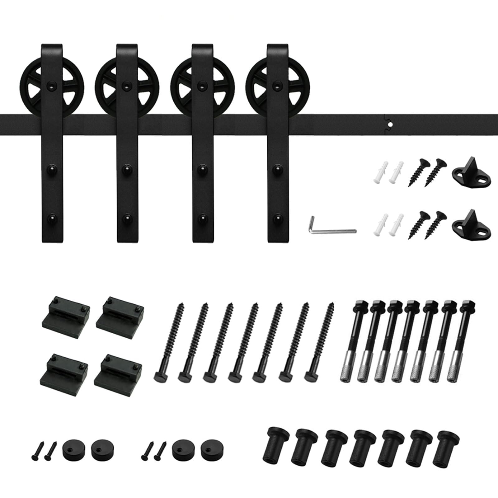 8FT Heavy-Duty Sliding Pocket Door Hardware Kit - Top Mount Track For 36-48 Inch Doors, Up To 200 Lbs