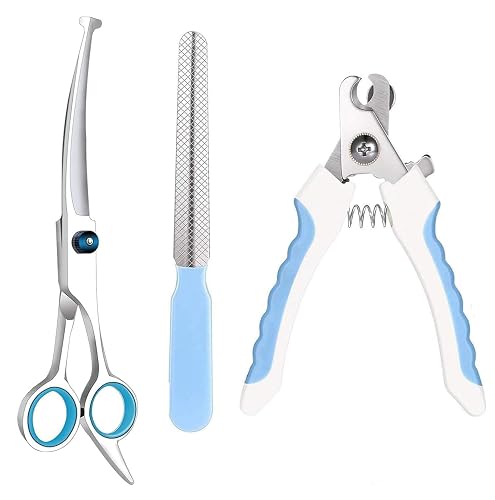 3Pcs Dog Grooming Scissors, Dog Hair Cutting Scissors,Professional Pet Hair Cutting Tools,Ideal for Home Grooming (Blue B)
