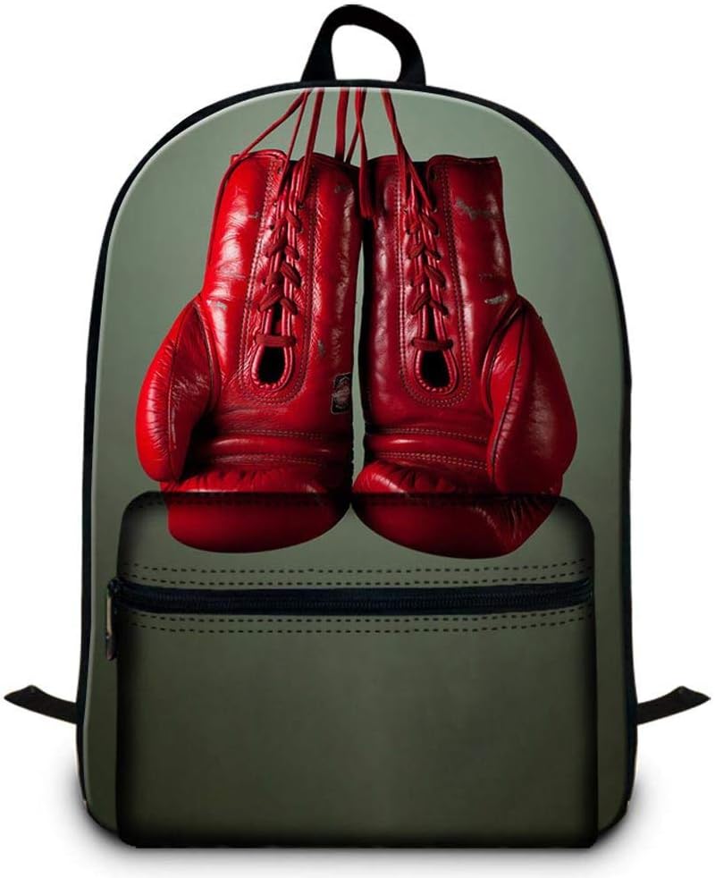 Kids Boxing Gloves Backpack - Lightweight School Bag for Boys & Girls Ages 6-18, Laptop Compartment & Reflective Safety Stripes, Durable Bookbag for Sports, Travel, Elementary to Middle School