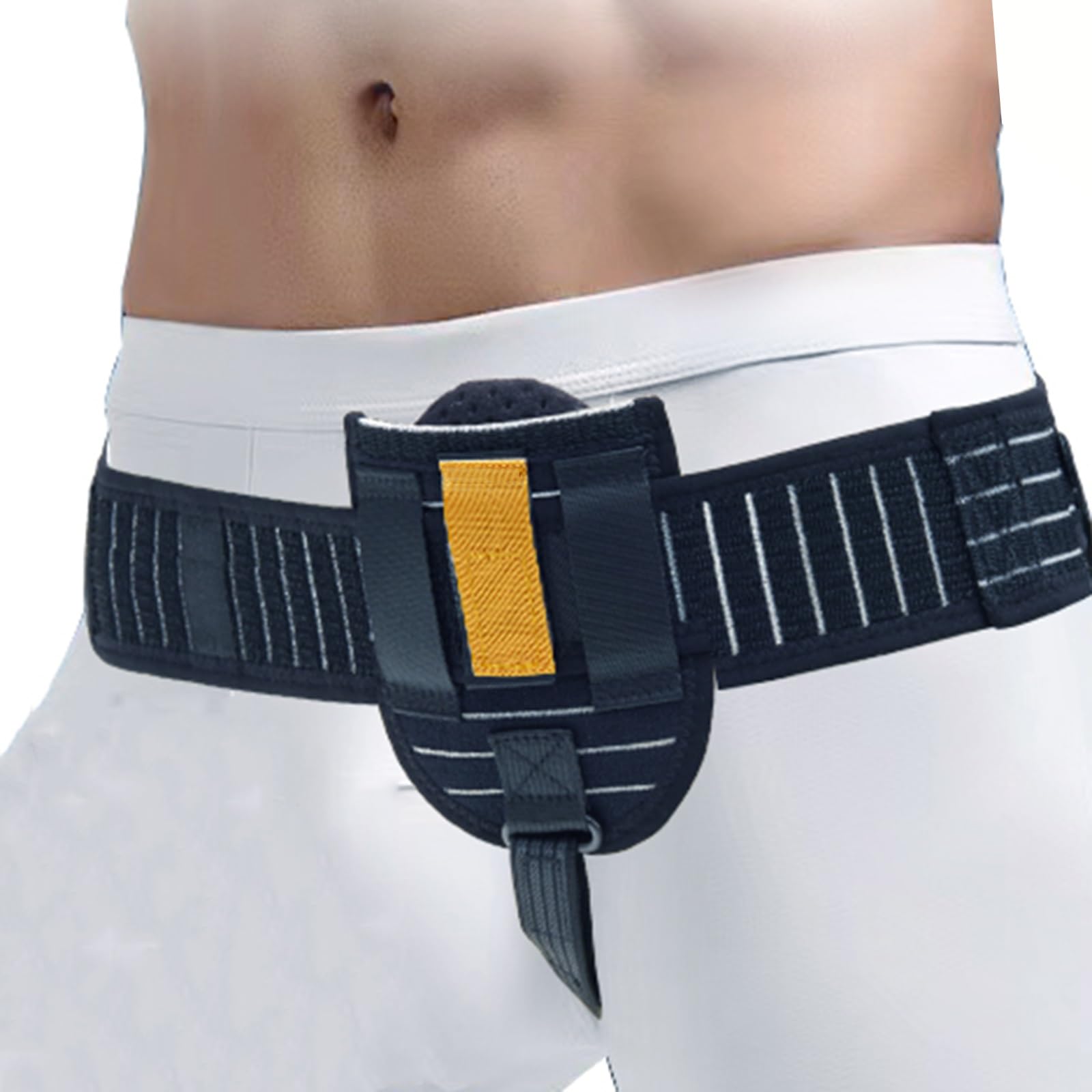 Cintura Ernia Inguinale Uomo, Cinta Erniaria per Lato Sinistro o Destro con Cuscinetto di Compressione Rimovibile, Recupero Pre-Post-operatorio e Prevenzione, Nero