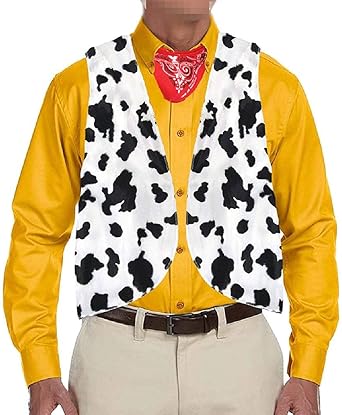 Mens Cow Print Adult Festival Vintage Hippie Costume Vest