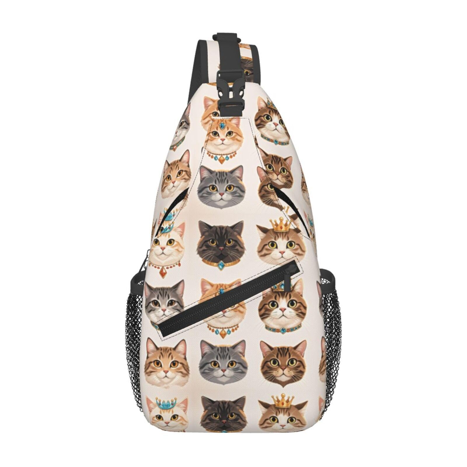 MEUUD Dog Paw Sling Bag for Women Men Chicken Crossbody Bags Sunflower Chest Bag Gothic Skull Daypack Shoulder Backpack (cat-3)