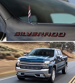 Car Truck Antenna American Flag Design with American Flag Valve Stem Caps for GM Chevy Silverado 1500 2500 3500 Ford F150 F250 F350 Super Duty Raptor Heavy Duty Pickup Trucks - 5.5 Inch (Red)