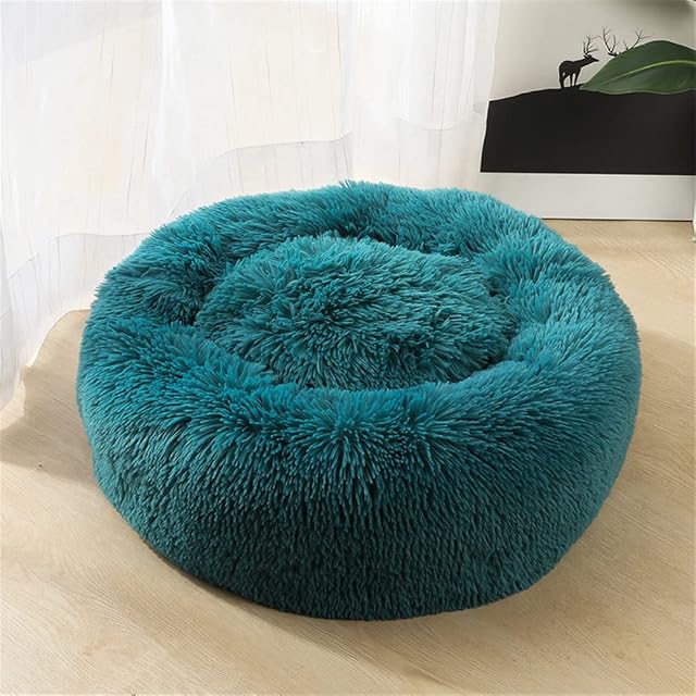 Lukery Cama de Perro de Felpa Suave y cálida Donut Cama para Redonda Gato Lavable a máquina Cama para Dormir…