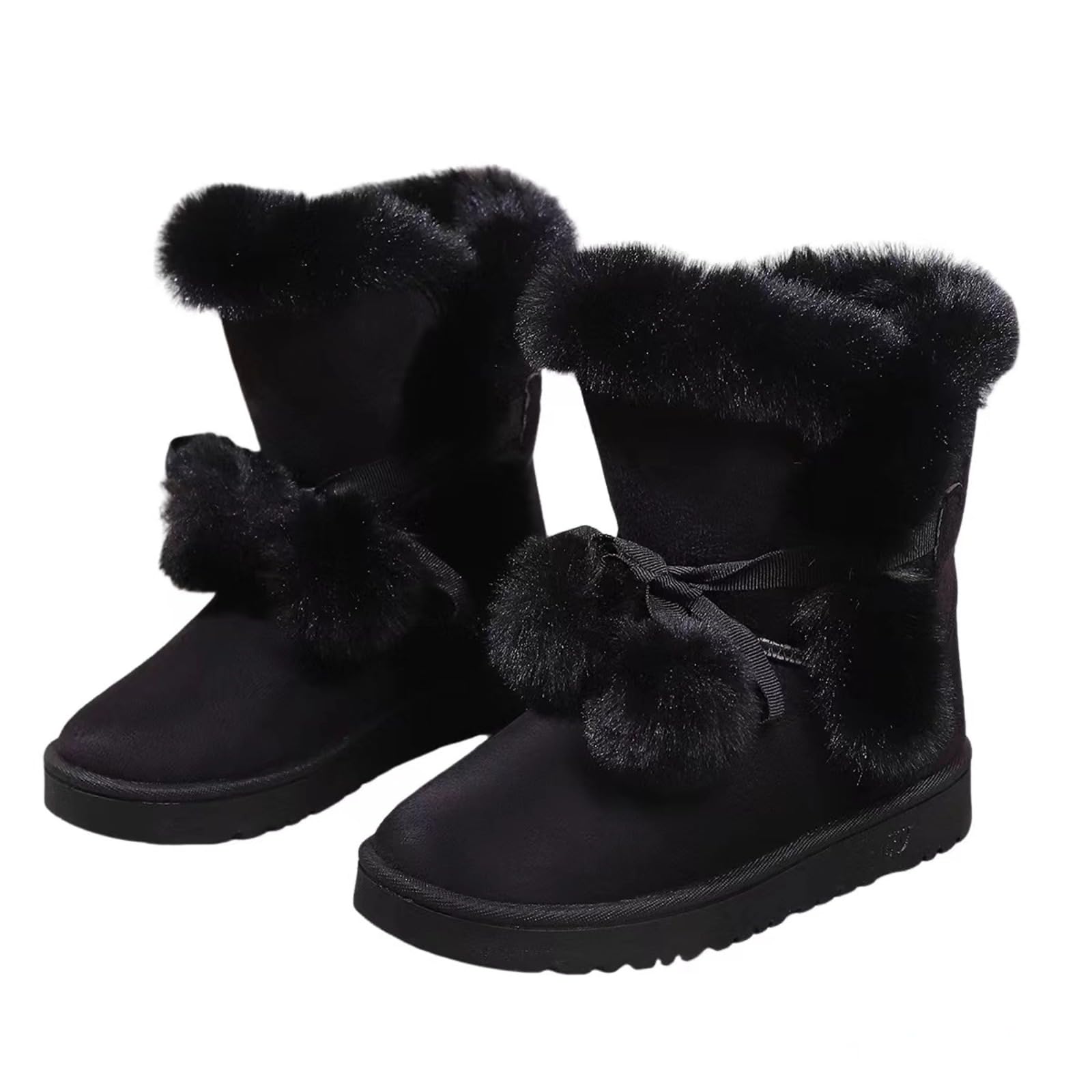 Womens Fuzzy Boots Ankle Snow Shoes Fuzzy and Plush Warm Winter Y2k Aesthetic Cute Stuff