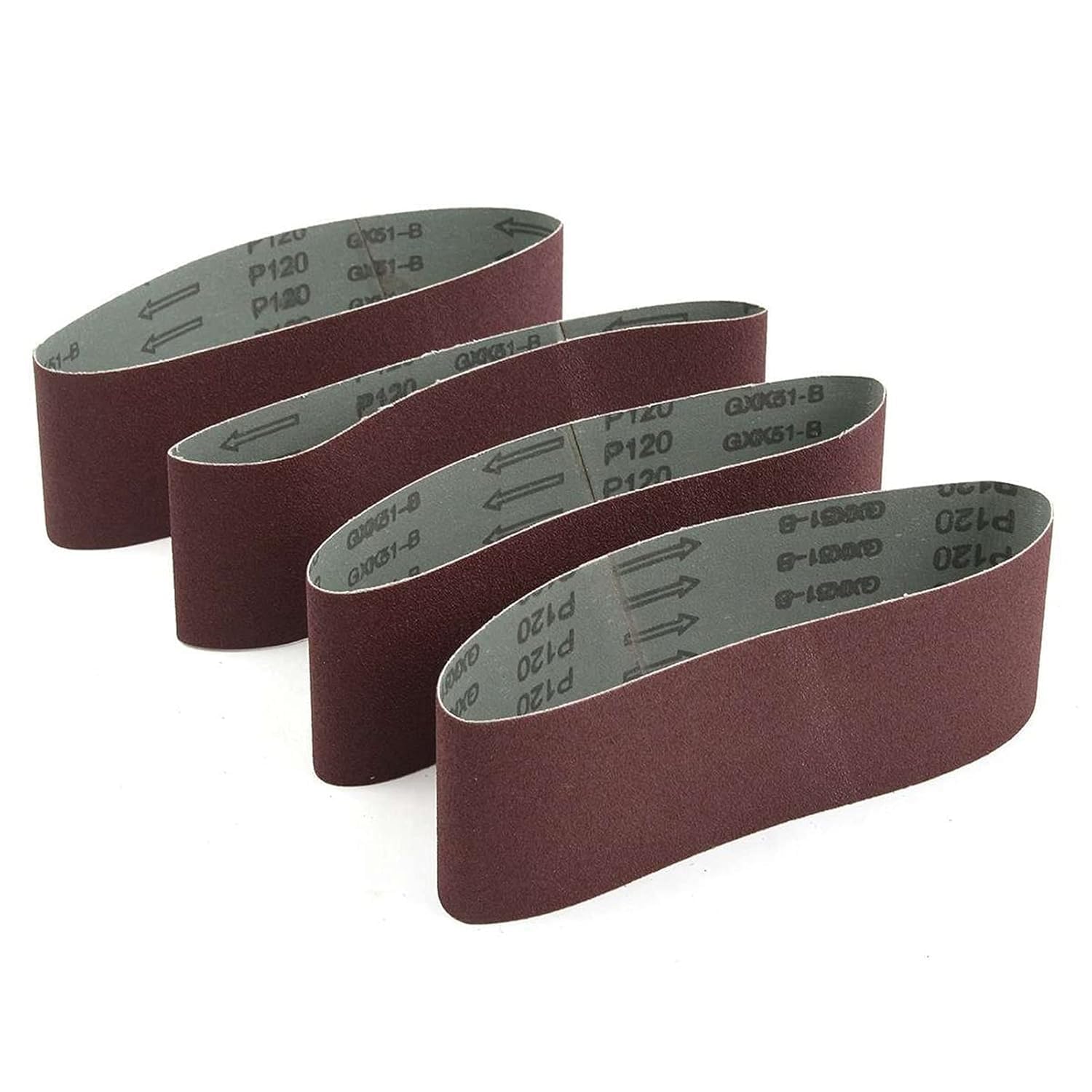 Paquete de 20 bandas de lijado de 75 x 533 mm, grano #40#80#100#120 para lijadora de banda con papel de lija de grano de pulido