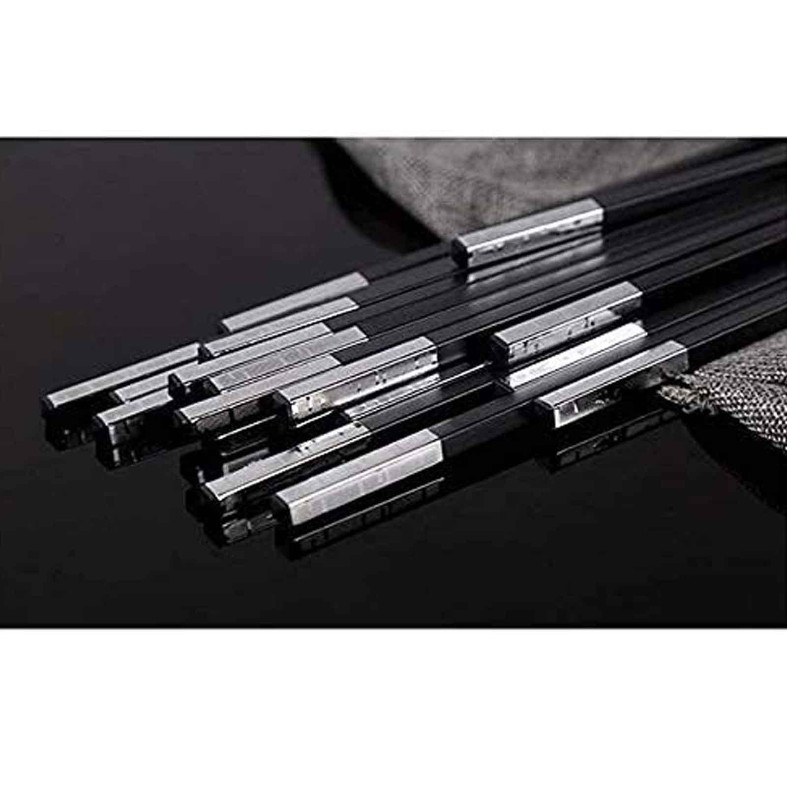 Palillos chinos para comer reutilizables Palillos reutilizables, palillos de aleación de alto grado, palillos, sin deslizamiento, resistencia a alta temperatura, juego de oro de 10 pares, palitos de c