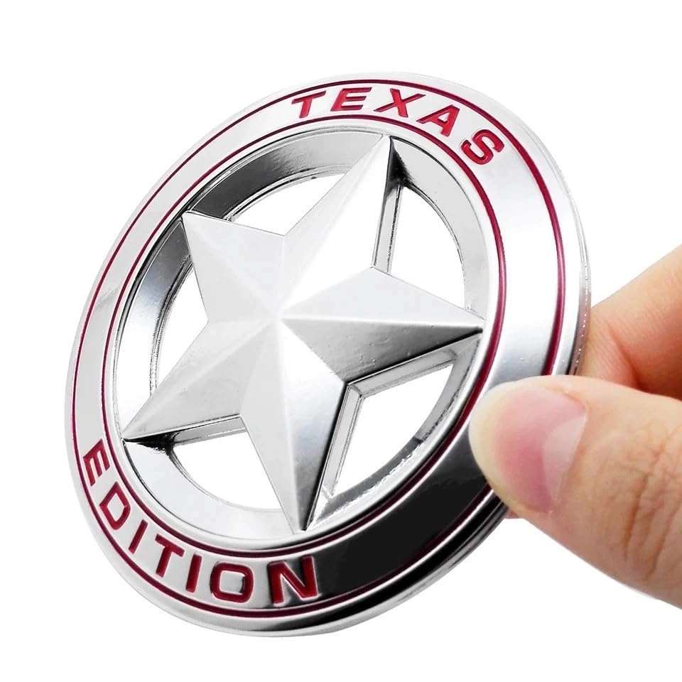 Image of VRT 3D Chrome Emblem Automotive Car, Bike Badges Logo Self Adhesive Sticker (Texas Edition, Silver /Red)