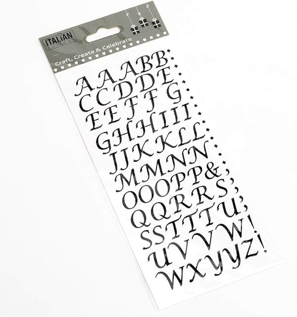 15mm Script Black Glitter Self Adhesive Alphabet Sticker Letters Craft Embellishment