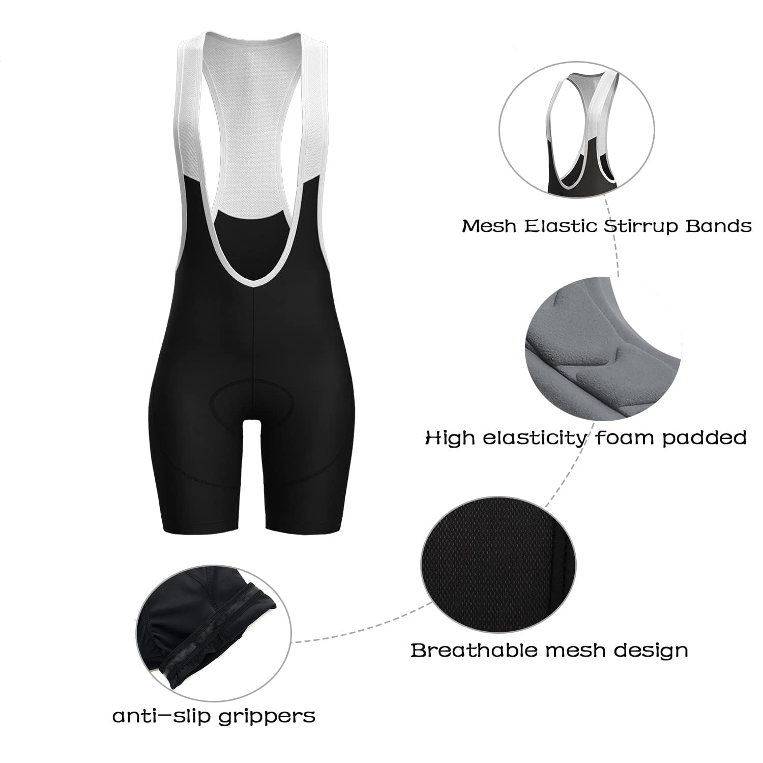 Lo.gas Fahrradhose Damen Gepolstert Trägerhose Schnell Trocknende Fahrrad Bib Shorts 4d Polster Atmungsaktive Fahrradhose Mit Oberschenkel-Kompression
