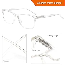 5 Pack Reading Glasses Men Women Spring Hinges Comfortable Glasses for Reading (5 Clear, 2.50)Medium