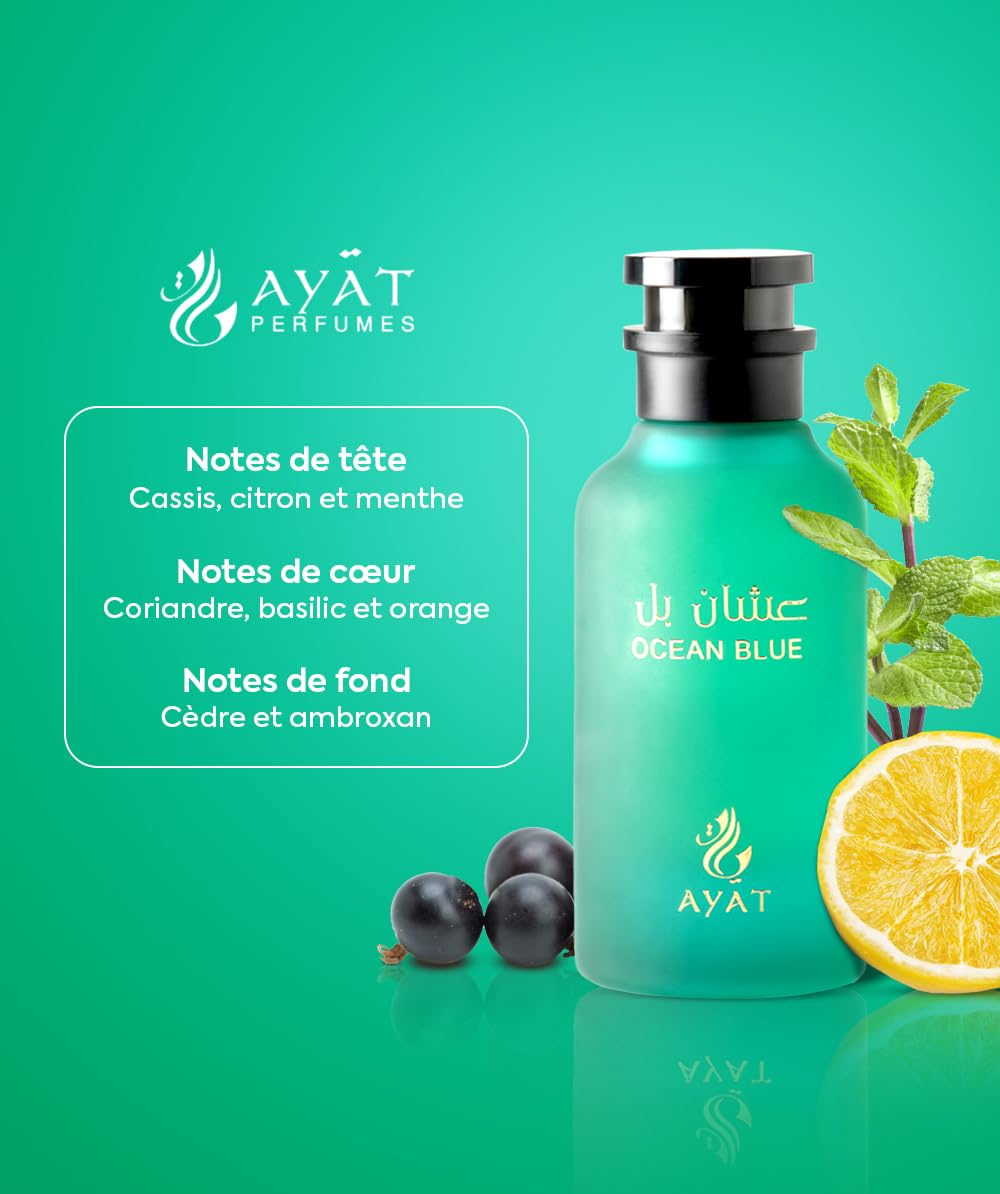 AYAT PERFUMES - Zestaw 5 perfum - Woda perfumowana Ombre Black, Ocean Blue, The Eternity, Dreaming & The Seashore - 5 x 100 ml - Mieszane - orientalne perfumy Dubaju - Długotrwałe