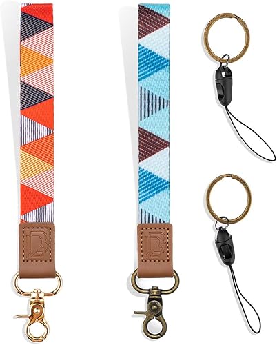 Paquete de 2 correas de muñeca para llaves, credencial de identificación y soporte para billetera con 2 llaveros para hombres y mujeres, Triangle