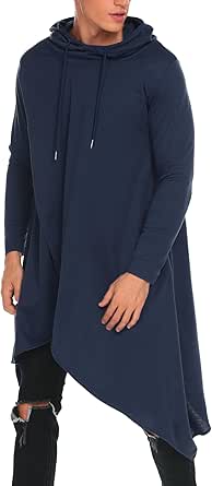 COOFANDY Men's Halloween Costume Hooded Poncho Cape Cloak Casual Asymmetric Hem Hoodie Sweatshirts